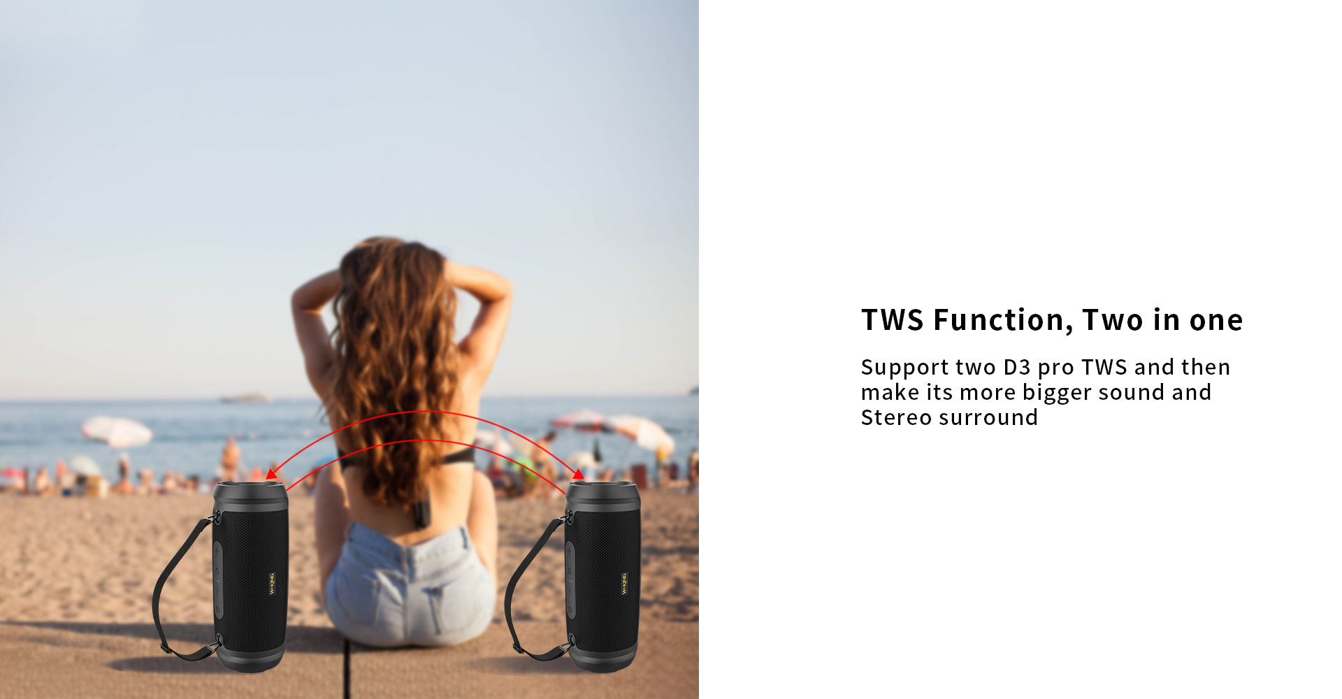 W-KING TWS 40W Portable Waterproof Wireless Speakers | D3Pro