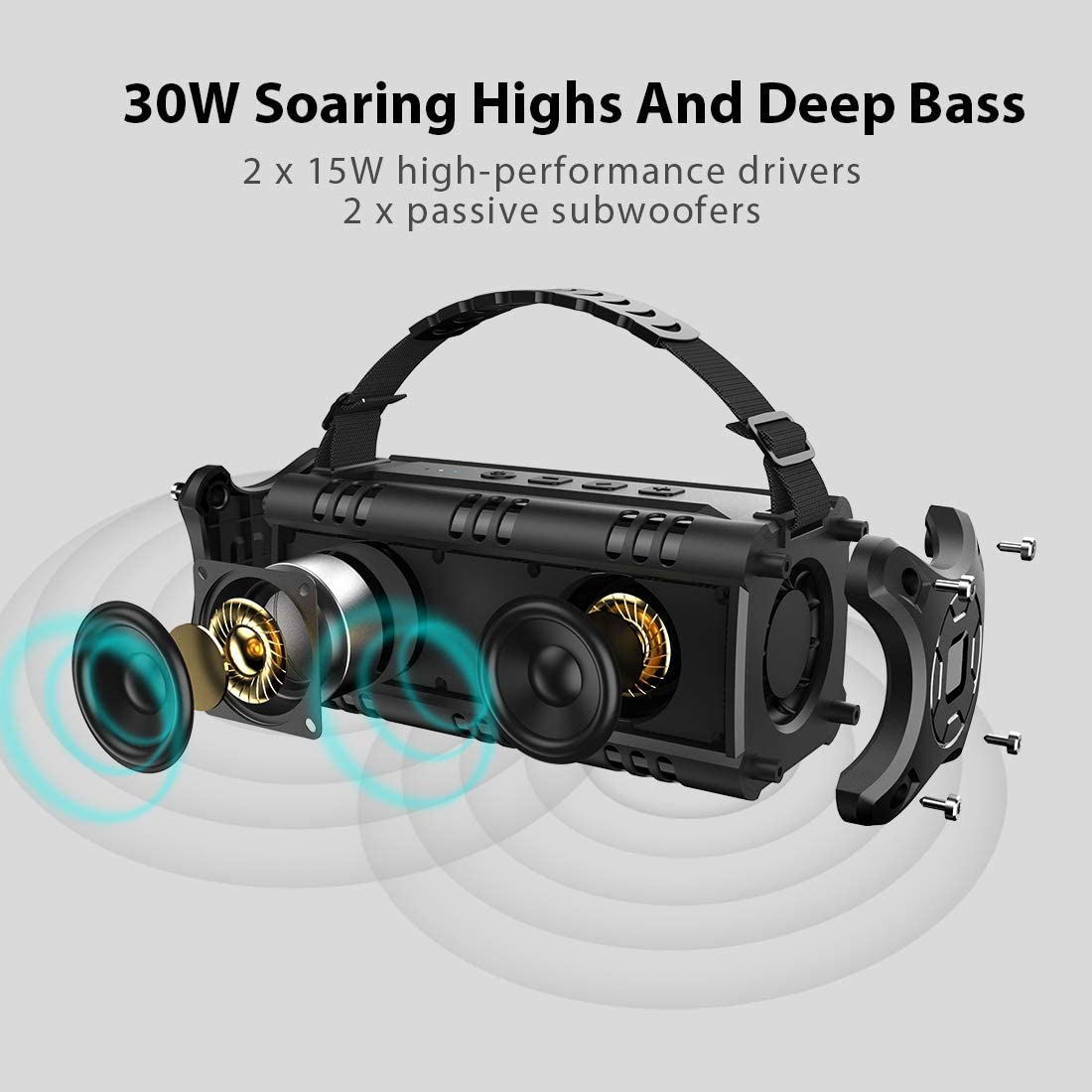 W-KING 30W Portable Waterproof Wireless Speakers W/Mic | D8